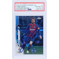 Lionel Messi Barcelona Autographed 2019-20 Topps Chrome UCL Sapphire Edition #1 PSA Authenticated 10/10 Card