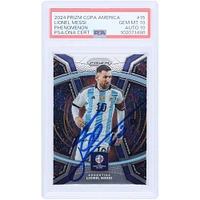 Lionel Messi Argentina National Team Autographed 2024 Panini Prizm Copa America Phenomenon #15 PSA Authenticated 10/10 Card