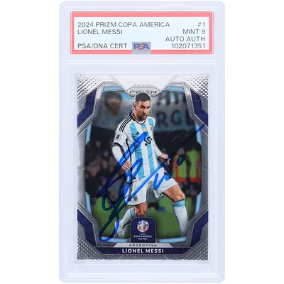 Lionel Messi Argentina National Team Autographed 2024 Panini Prizm Copa America #1 PSA Authenticated Mint 9 Card