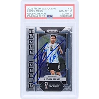 Lionel Messi Argentina National Team Autographed 2022 Panini Prizm WC Qatar Global Reach #10 PSA Authenticated 10/10 Card