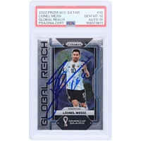 Lionel Messi Argentina National Team Autographed 2022 Panini Prizm WC Qatar Global Reach #10 PSA Authenticated 10/10 Card