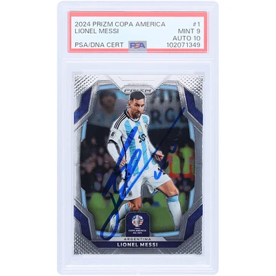 Lionel Messi Argentina National Team Autographed 2024 Panini Prizm Copa America #1 PSA Authenticated 9/10 Card