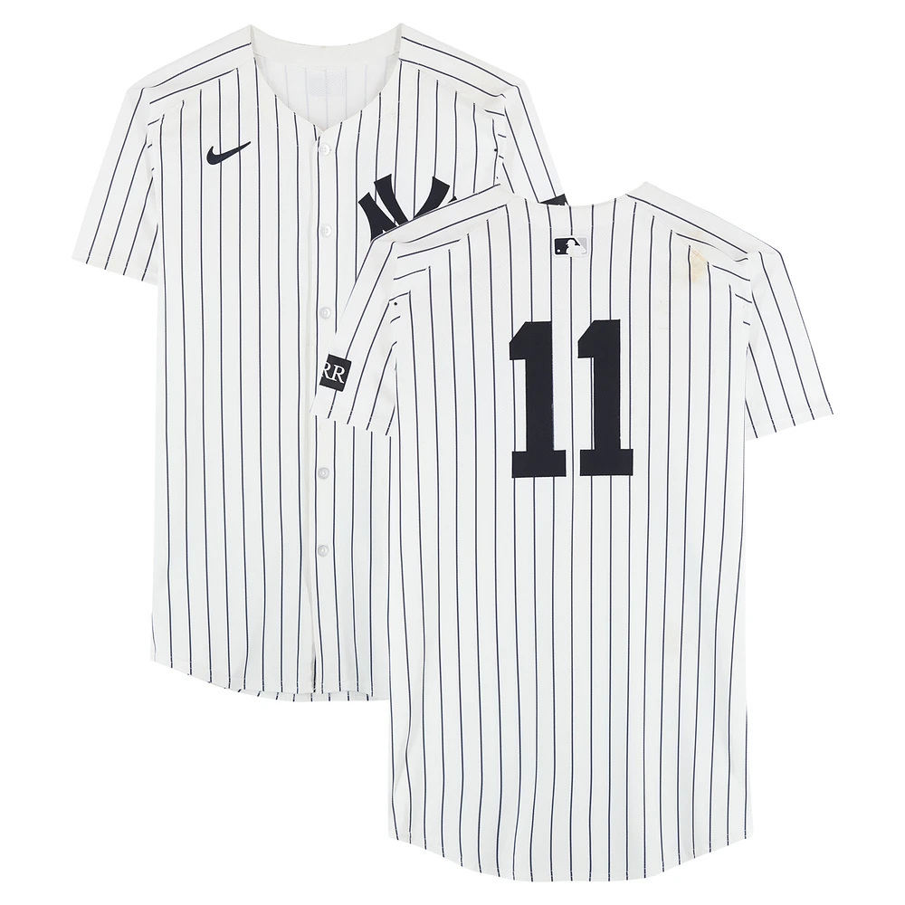 Anthony Volpe New York Yankees Game-Used #11 White Nike Pinstripe Jersey vs. San Diego Padres on May 7, 2025