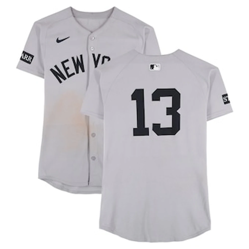 Jazz Chisholm Jr. New York Yankees Game-Used #13 Gray Nike Jersey vs. Cleveland Guardians on April 23, 2025