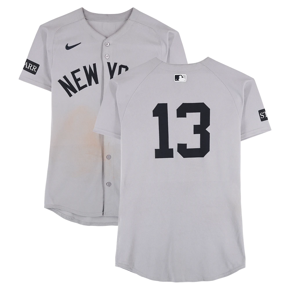 Jazz Chisholm Jr. New York Yankees Game-Used #13 Gray Nike Jersey vs. Cleveland Guardians on April 23, 2025