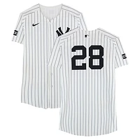 Austin Wells New York Yankees Game-Used #28 White Nike Pinstripe Jersey vs. San Diego Padres on May 7, 2025
