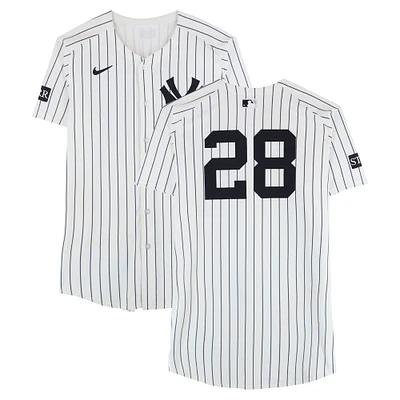 Austin Wells New York Yankees Game-Used #28 White Nike Pinstripe Jersey vs. San Diego Padres on May 7, 2025
