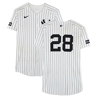 Austin Wells New York Yankees Game-Used #28 White Nike Pinstripe Jersey vs. San Diego Padres on May 6, 2025 - 2-4, HR, 5 RBI, 2 R