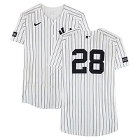 Austin Wells New York Yankees Game-Used #28 White Nike Pinstripe Jersey vs. San Diego Padres on May 6, 2025 - 2-4, HR, 5 RBI, 2 R