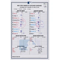 New York Yankees Game-Used Lineup Card vs. Cleveland Guardians on April 23, 2025