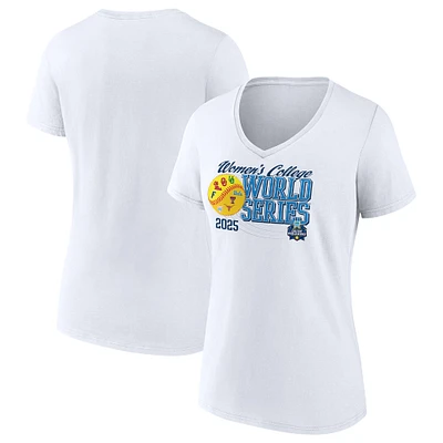 Women's White 2025 NCAA Softball College World Series Infield Shift V-Neck T-Shirt