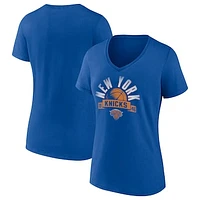 Women's Blue New York Knicks '90s Graphic V-Neck T-Shirt