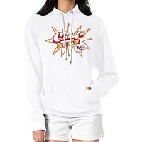 Women's Starter White Kansas City Chiefs Drive-In Sign Pullover Hoodie