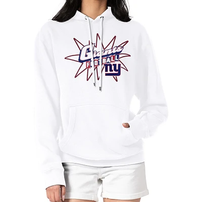 Women's Starter White New York Giants Drive-In Sign Pullover Hoodie