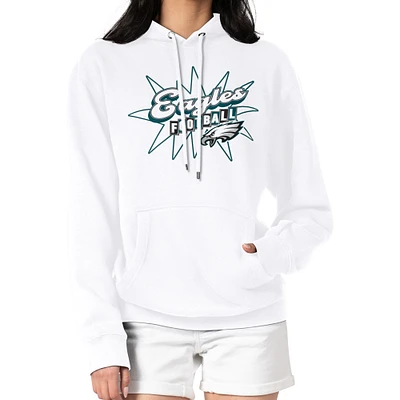 Women's Starter White Philadelphia Eagles Drive-In Sign Pullover Hoodie