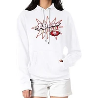 Women's Starter White San Francisco 49ers Drive-In Sign Pullover Hoodie