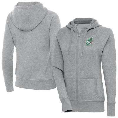 Women's Antigua Heather Gray Mexico National Team Takeover Full-Zip Hoodie