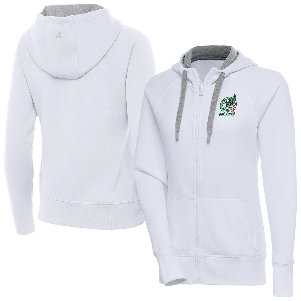 Women's Antigua White Mexico National Team Takeover Full-Zip Hoodie