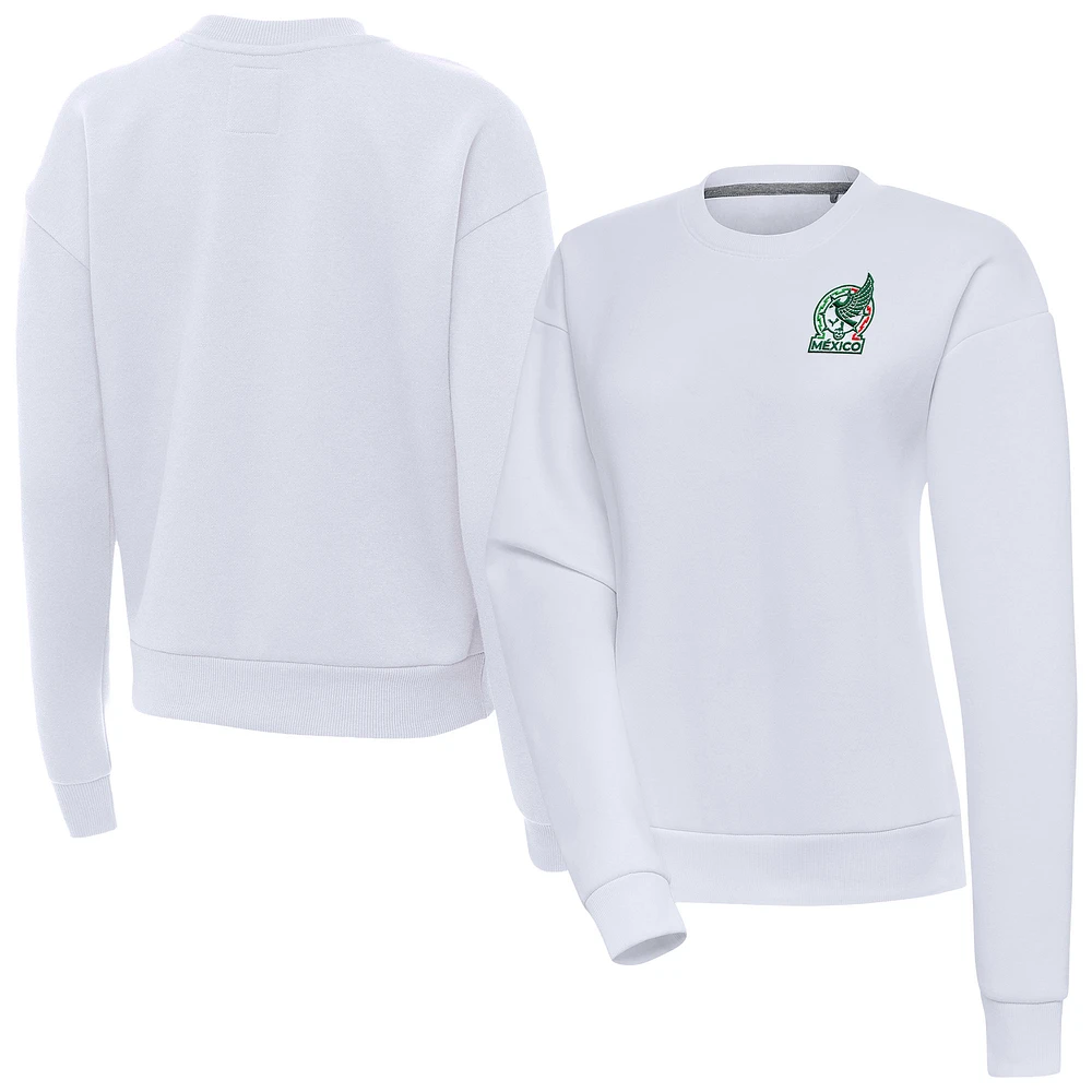 Women's Antigua White Mexico National Team Takeover Pullover Sweatshirt