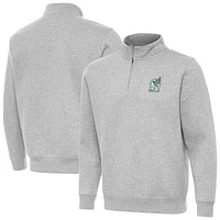 Men's Antigua Heather Gray Mexico National Team Landslide Quarter-Zip Pullover