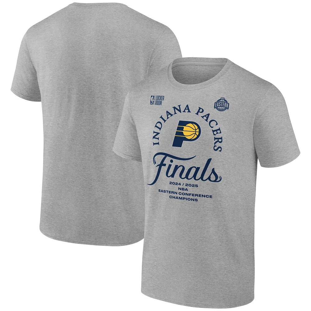 Men's Fanatics Heather Gray Indiana Pacers 2025 Eastern Conference Champions Locker Room Big & Tall T-Shirt