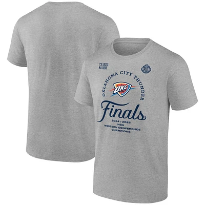 Men's Fanatics Heather Gray Oklahoma City Thunder 2025 Western Conference Champions Locker Room Big & Tall Backcourt Violation T-Shirt