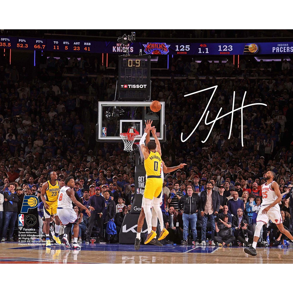 Tyrese Haliburton Indiana Pacers Autographed 8" x 10" Eastern Conference Finals Game 1 vs. New York Knicks Game-Tying Shot Photograph