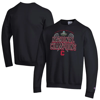 Men's Champion  Black Cornell Big Red 2025 NCAA Lacrosse National Champions Eco Powerblend Sweatshirt