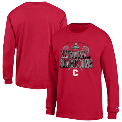 Men's Champion  Red Cornell Big 2025 NCAA Lacrosse National Champions Jersey Long Sleeve T-Shirt