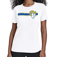 Women's Starter White Los Angeles Rams Team Stripe T-Shirt