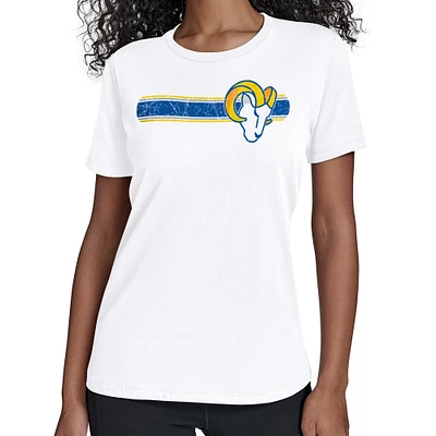 Women's Starter White Los Angeles Rams Team Stripe T-Shirt