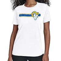 Women's Starter White Los Angeles Rams Team Stripe T-Shirt