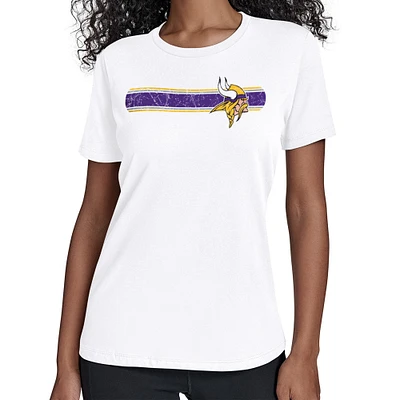 Women's Starter White Minnesota Vikings Team Stripe T-Shirt