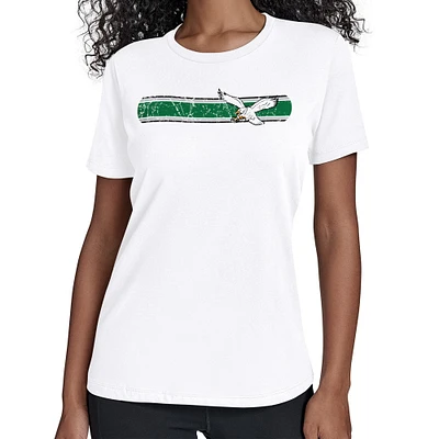 Women's Starter White Philadelphia Eagles Throwback Team Stripe T-Shirt