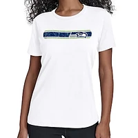 Women's Starter White Seattle Seahawks Team Stripe T-Shirt