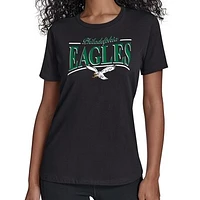 Women's Starter Black Philadelphia Eagles Throwback Arch Stripe T-Shirt