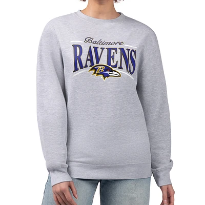 Women's Starter Gray Baltimore Ravens Arch Stripe Fleece Pullover Sweatshirt
