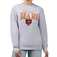 Women's Starter Gray Chicago Bears Arch Stripe Fleece Pullover Sweatshirt