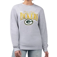 Women's Starter Gray Green Bay Packers Arch Stripe Fleece Pullover Sweatshirt