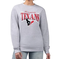 Women's Starter Gray Houston Texans Arch Stripe Fleece Pullover Sweatshirt