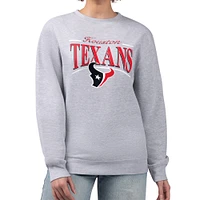 Women's Starter Gray Houston Texans Arch Stripe Fleece Pullover Sweatshirt