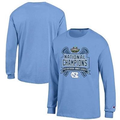 Men's Champion  Carolina Blue North Tar Heels 2025 NCAA Women's Lacrosse National Champions Jersey Long Sleeve T-Shirt