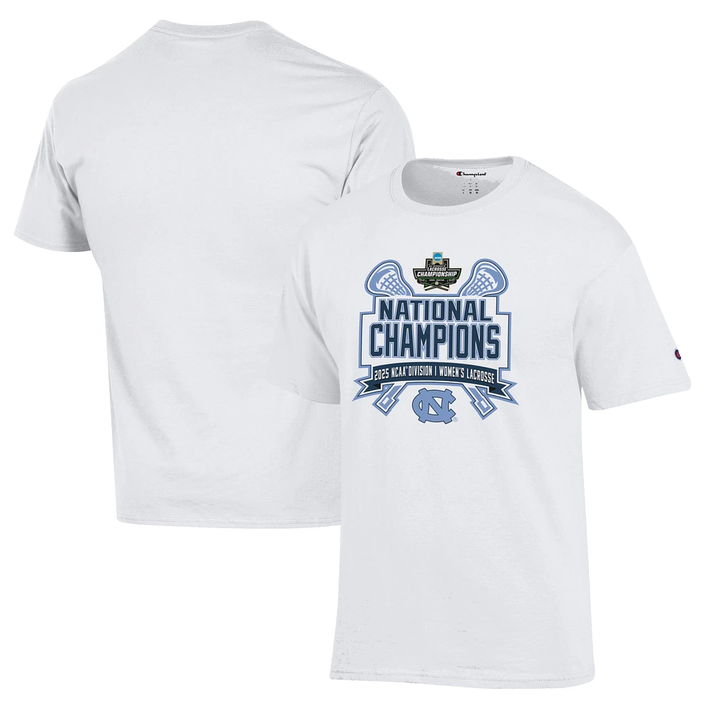Men's Champion White North Carolina Tar Heels 2025 NCAA Women's Lacrosse National Champions Jersey T-Shirt