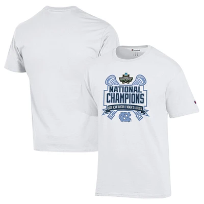 Men's Champion  White North Carolina Tar Heels 2025 NCAA Women's Lacrosse National Champions Jersey T-Shirt