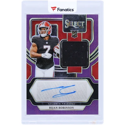 Bijan Robinson Atlanta Falcons Autographed 2023 Panini Select Relic Purple Prizm #RSM-BRO #49/49 Rookie Card