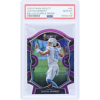 Justin Herbert Los Angeles Chargers 2020 Panini Select Die Cut Purple Prizm #44 PSA Authenticated 10 Rookie Card