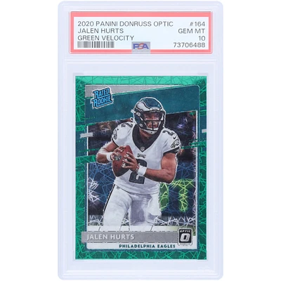Jalen Hurts Philadelphia Eagles 2020 Panini Donruss Optic Green Velocity Prizm #164 PSA Authenticated 10 Rookie Card