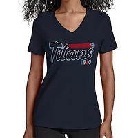 Women's Starter Navy Tennessee Titans Groovy Script V-Neck T-Shirt