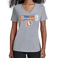 Women's Starter Gray Denver Broncos Color Shading V-Neck T-Shirt