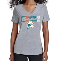 Women's Starter Gray Miami Dolphins Color Shading V-Neck T-Shirt